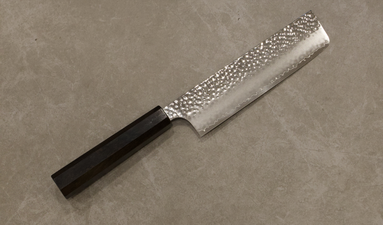 初心VG10三層鋼槌目菜切り170mm/初心VG10三层槌目菜切170mm/HATSUKOKOROHAMONO Japanese Nakiri knife VG10 3-Layer Hammered 170mm