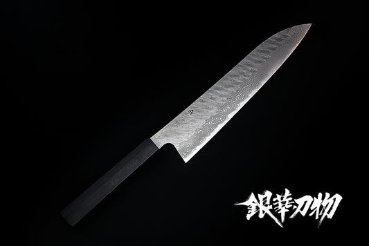 二唐刃物家庭用33层大马士革花纹槌目VG10牛刀240/家庭用33層ダマスカス槌目VG10牛刀240/Nigara Hamono Japanese Gyuto chef knife 33layer Damascus VG10