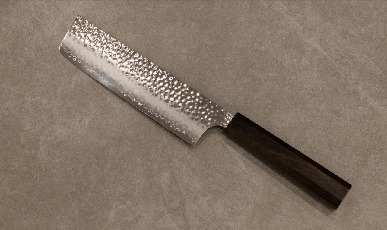 初心VG10三層鋼槌目菜切り170mm/初心VG10三层槌目菜切170mm/HATSUKOKOROHAMONO Japanese Nakiri knife VG10 3-Layer Hammered 170mm