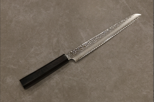 初心VG10三層鋼槌目パン切り210mm/初心VG10三层槌目面包刀210mm/HATSUKOKOROHAMONO Japanese bread knife VG10 3-Layer Hammered 210mm