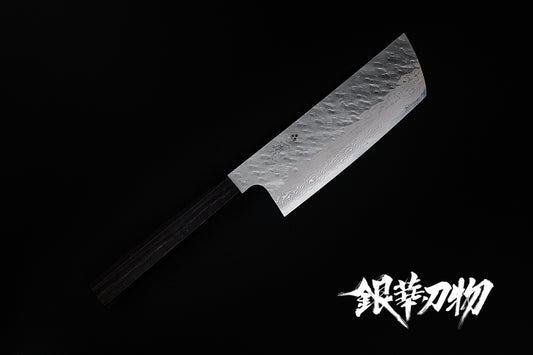 二唐刃物家庭用33层大马士革花纹槌目VG10菜切165mm/家庭用33層ダマスカス槌目VG10菜切り165mm/Nigara Hamono Japanese Nakiri knife 33layer Damascus VG10