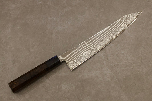 初心刃物ニッケルダマスカスATS34切付牛刀240mm/初心镍大马ATS34切付牛刀240mm/HATSUKOKOROHAMONO Japanese chef knife Gyuto ATS-34 24cm 9.45 inch