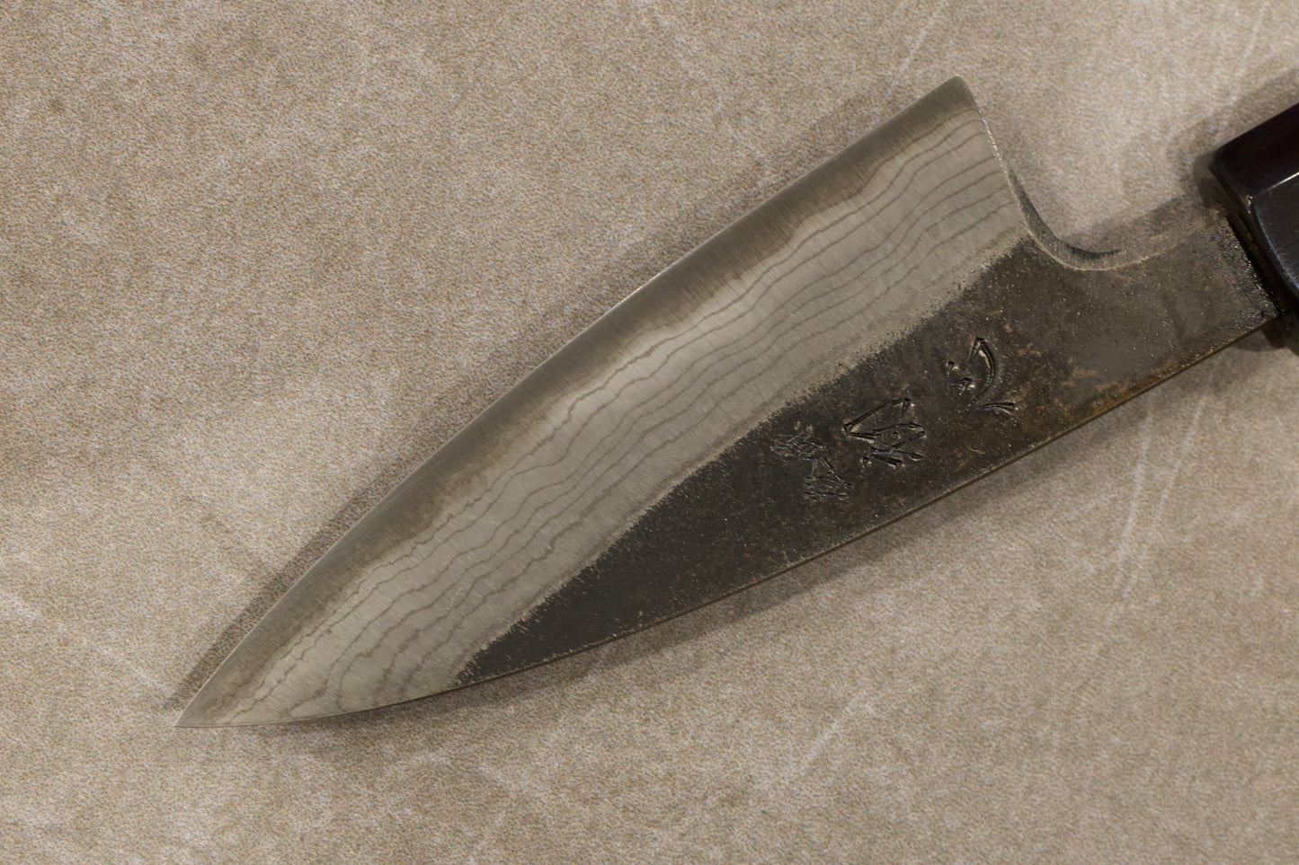 Hatsukokoro Kumokage Aogami #2 Kurouchi Damascus Petty 80mm 初心雲影青二鋼黒打ダマスカスペティナイフ80mm