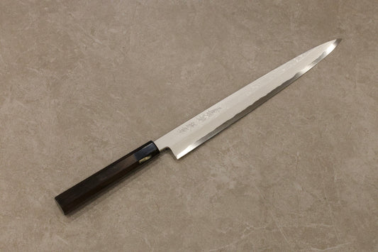 山脇刃物製作所墨流し青一鋼正夫柳刃300mm/山脇刃物乡右马允义弘青一墨流大马正夫柳刃300mm