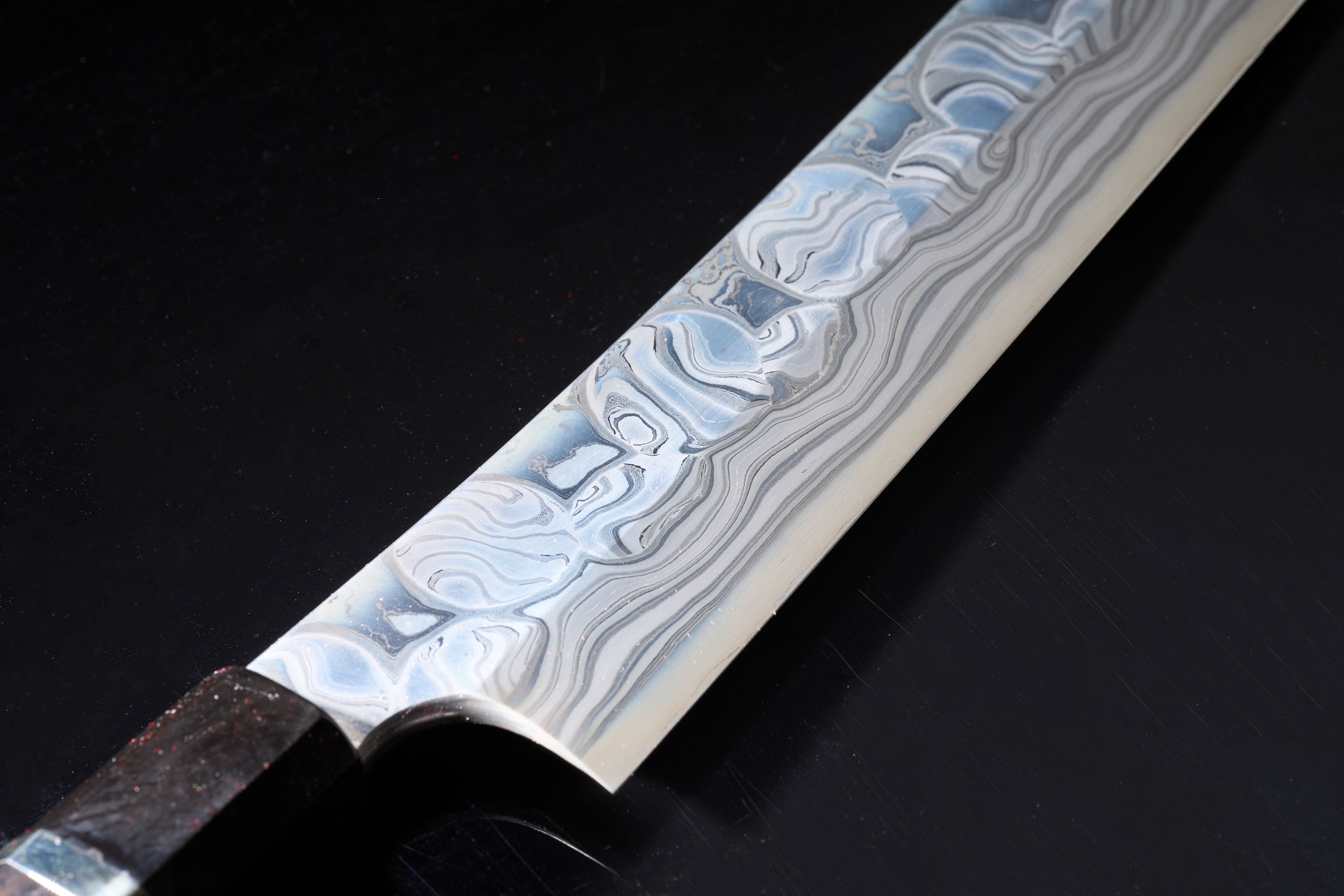 二唐刃物鍛造所日本刺身刀先丸柳刃无限梦幻系列青二钢白二钢双刃钢30cm