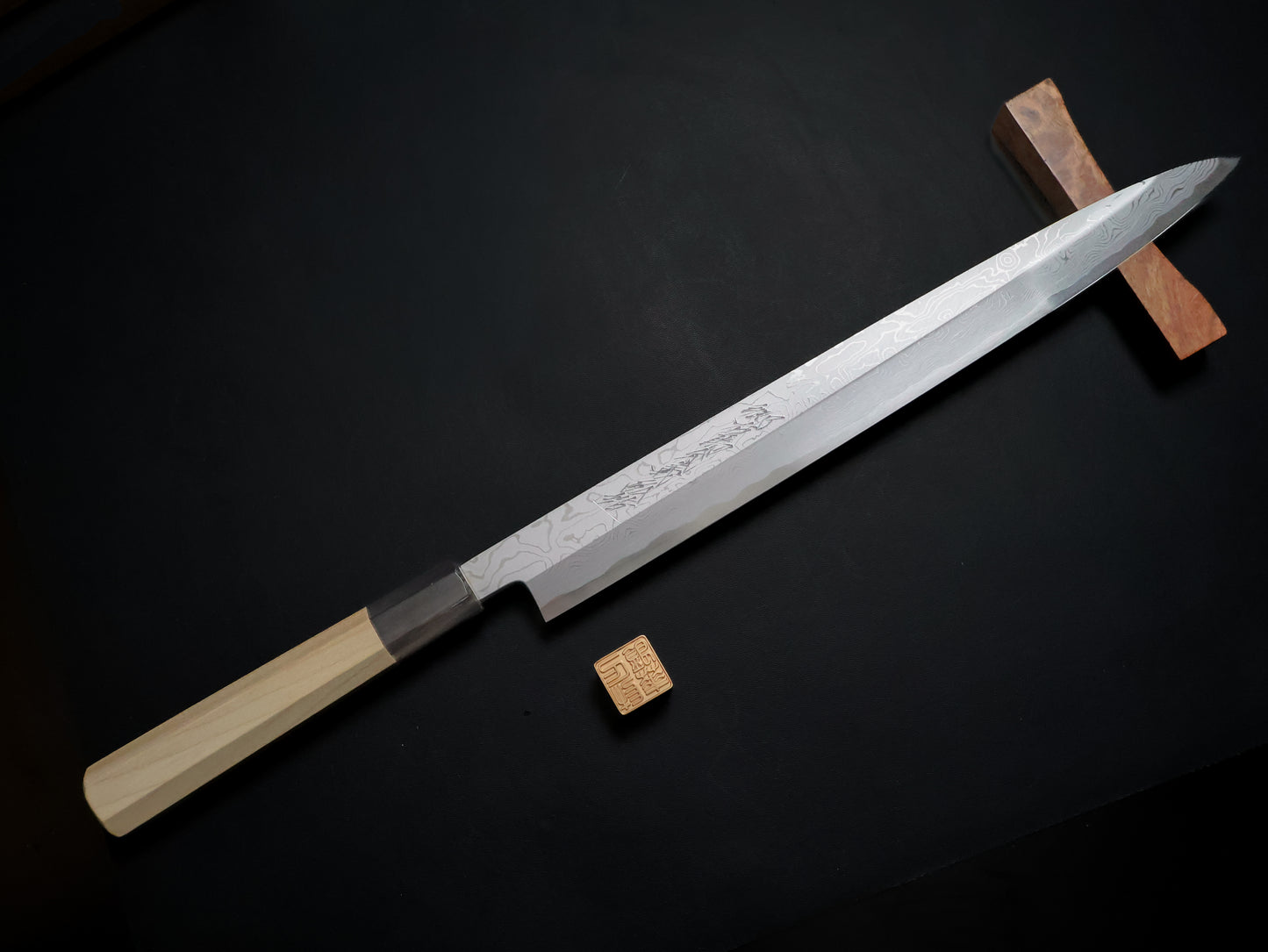Yamawaki Hamono Suminagashi Aogami #1 Fugubiki（sashimi） 300mm 山脇墨流し青一鋼河豚引ふぐ引300mm