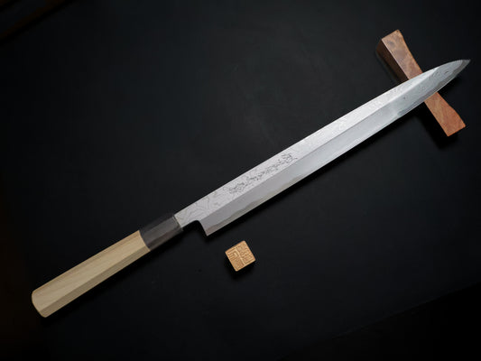 Yamawaki Hamono Suminagashi Aogami #1 Fugubiki（sashimi） 300mm 山脇墨流し青一鋼河豚引ふぐ引300mm