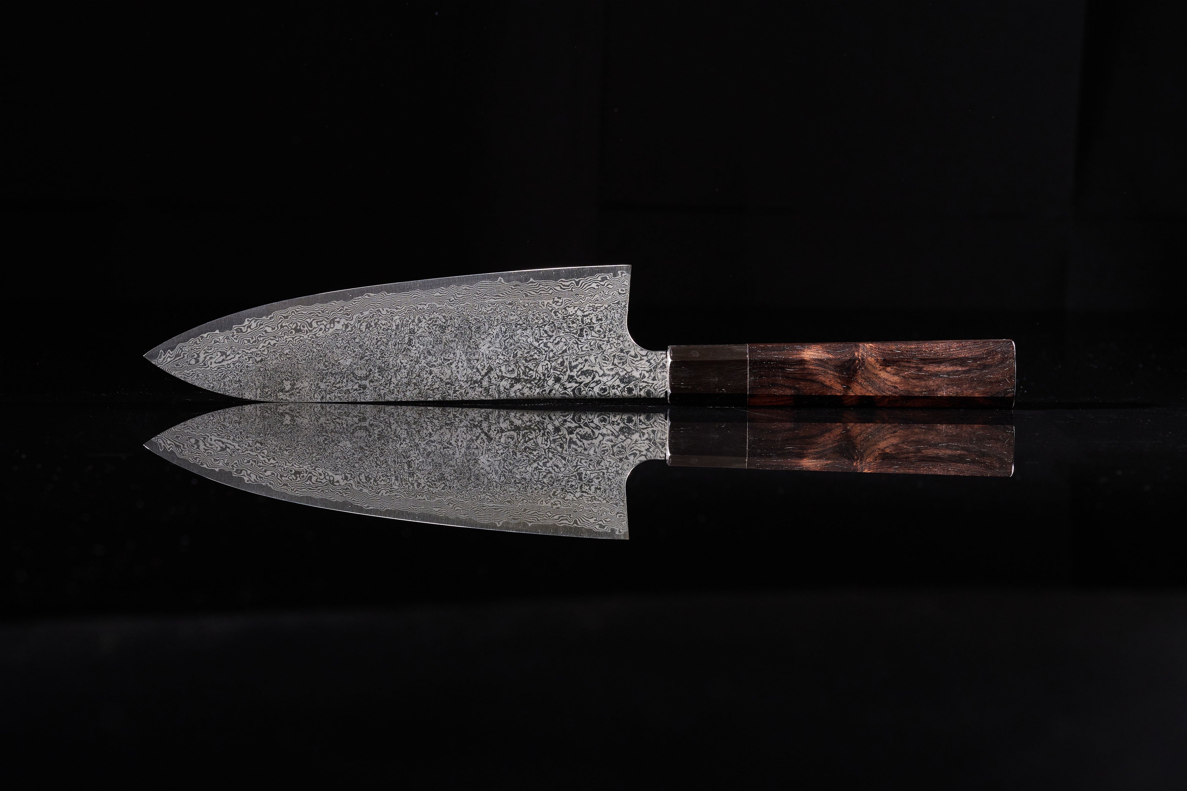 HATSUKOKORO ECHIZEN Yauji Damascus Ginsan Santoku 180mm 初心弥氏良寬銀葉銀三ダマスカ ...