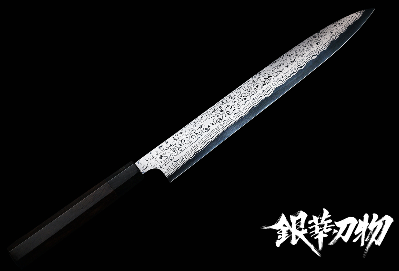 HATSUKOKORO ECHIZEN Yauji Aogami #2 Damascus Yanagiba 300mm 初心越前弥氏良寬青二鋼ダマスカス正夫柳刃300mm
