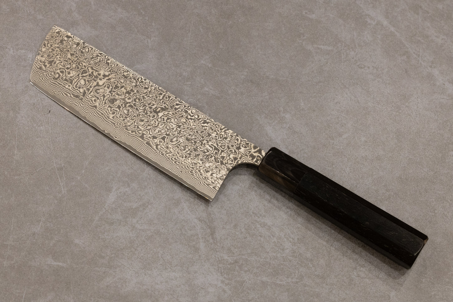 Takeshi Saji R2 Damascus Black Finish Nakiri 170mm 佐治武士R2ダマスカス黒仕上げ菜切り170mm