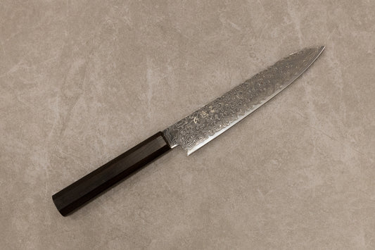 Hatsukokoro Ryuhyo Black Damascus SG2 Petty 150mm 初心流氷黒染めSG2ダマスカスペティナイフ150mm