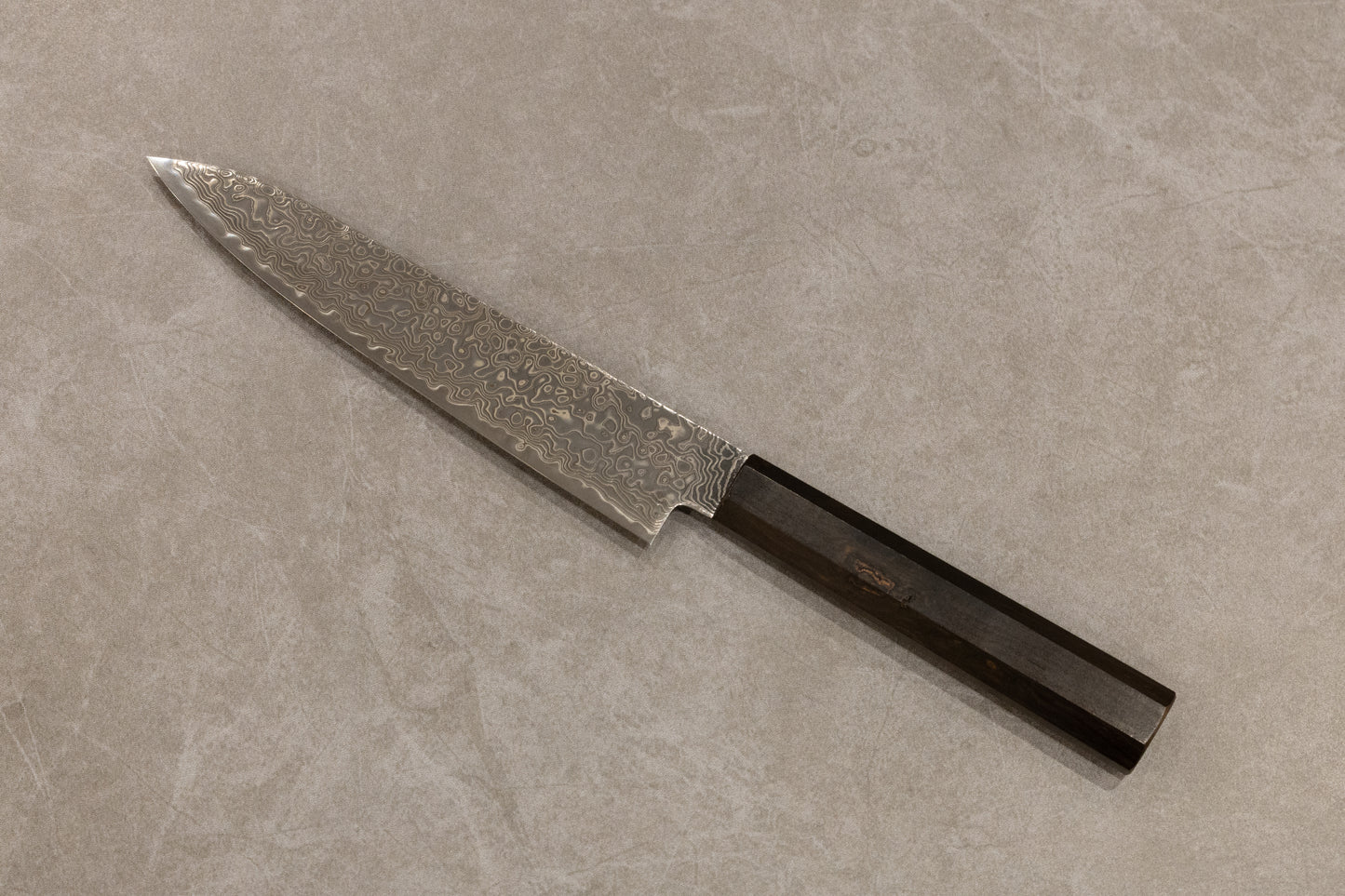 Hatsukokoro Ryuhyo Black Damascus SG2 Petty 150mm 初心流氷黒染めSG2ダマスカスペティナイフ150mm