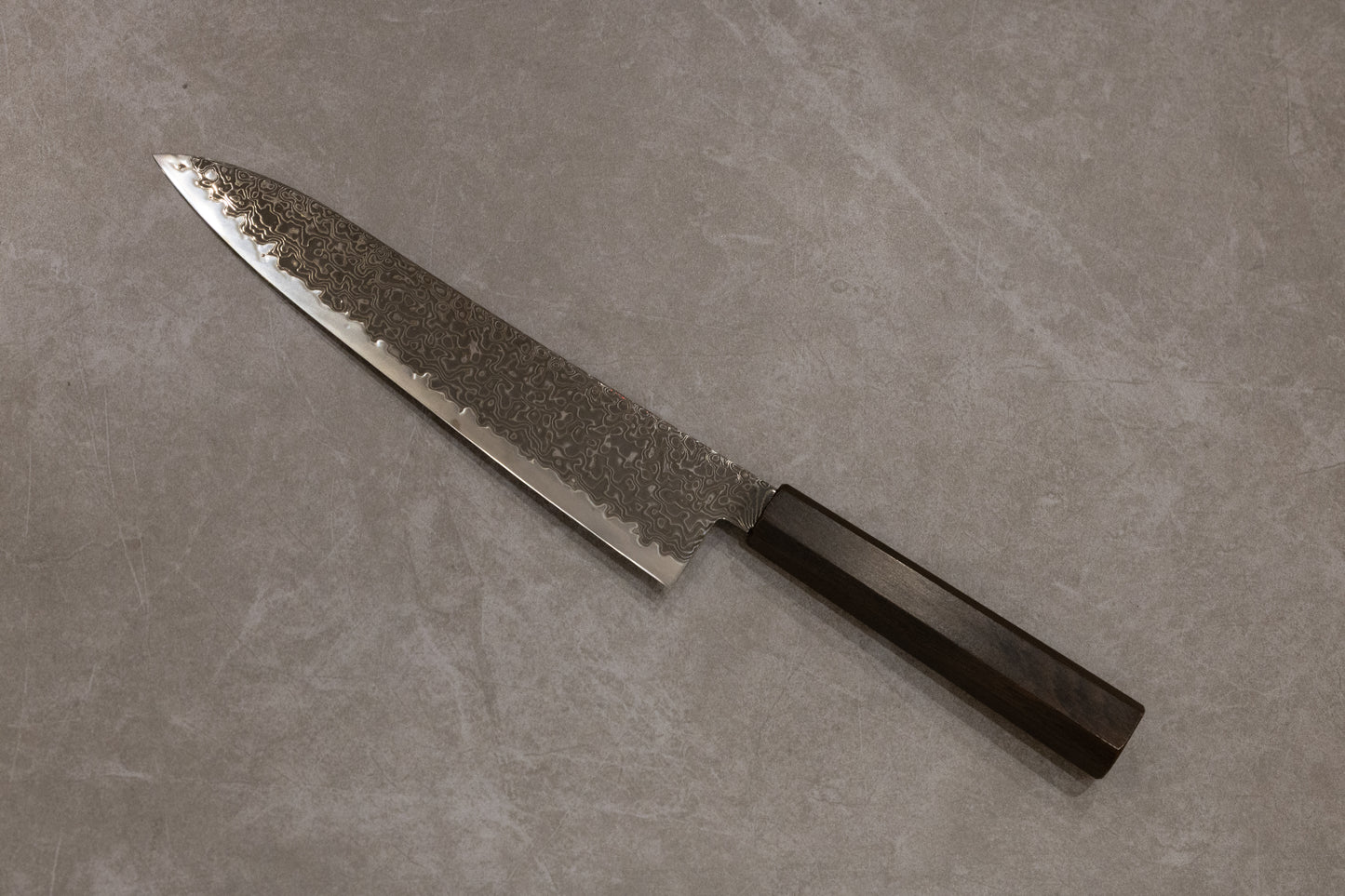 Hatsukokoro Ryuhyo Black Damascus SG2 Gyuto 210mm 初心流氷黒染めSG2ダマスカス牛刀210mm